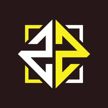 Z Z Başharfleri kare ile dörtgen monogram