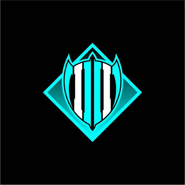 Начальный Логотип Щита Квадратом Качестве Подсластителя Изолированного Черном Фоне — стоковый вектор