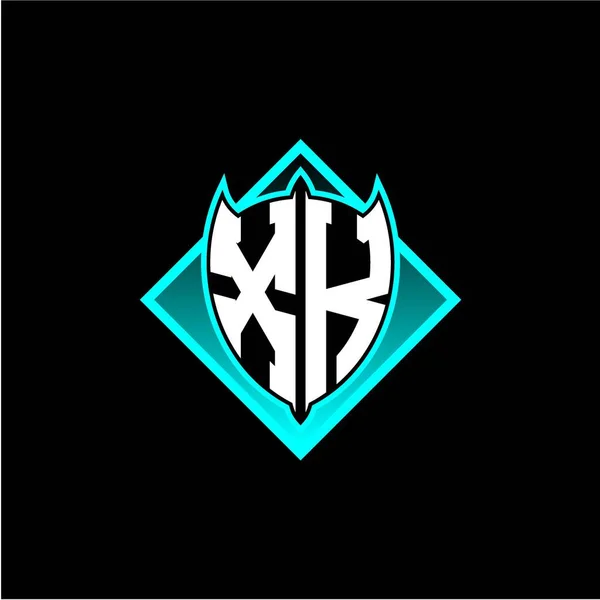 Початковий Логотип Щита Квадратом Підсолоджувач Ізольований Чорному Тлі — стоковий вектор