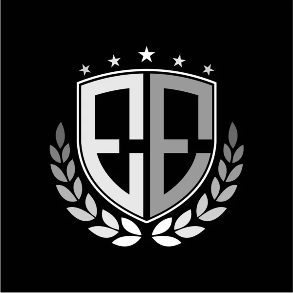 イニシャルの文字盾のロゴの形黒い背景のバッジのイラスト — ストックベクタ
