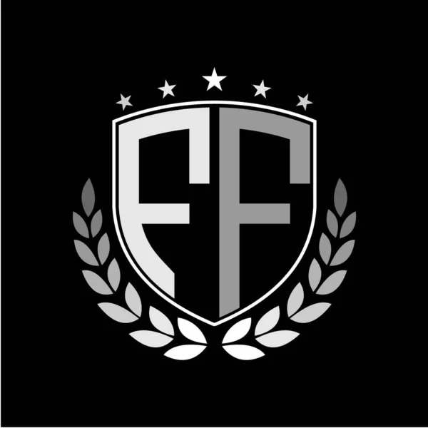 Lettere Iniziali Ispirazione Forma Logo Scudo Illustrazione Badge Sfondo Nero — Vettoriale Stock