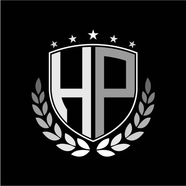 Letras Iniciais Inspiradoras Forma Logotipo Escudo Ilustração Emblema Fundo Preto —  Vetores de Stock