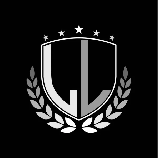 Inspirujące Inicjały Litery Kształt Logo Tarczy Ilustracja Odznaki Czarnym Tle — Wektor stockowy