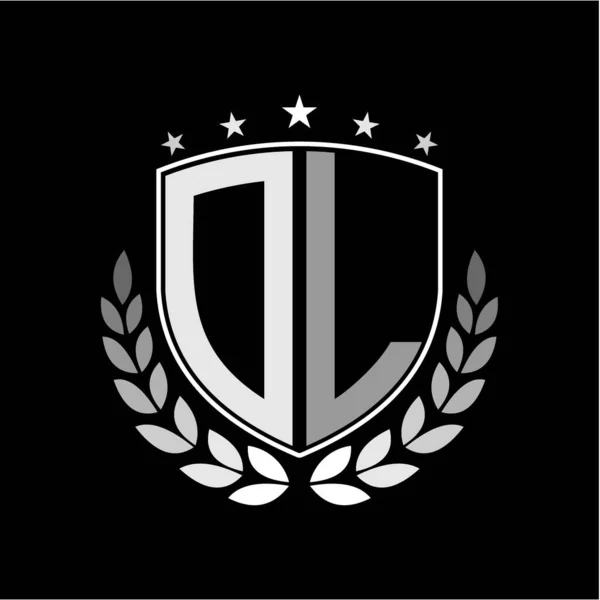 Inspirerende Initialen Letters Schild Logo Vorm Badge Illustratie Zwarte Achtergrond — Stockvector