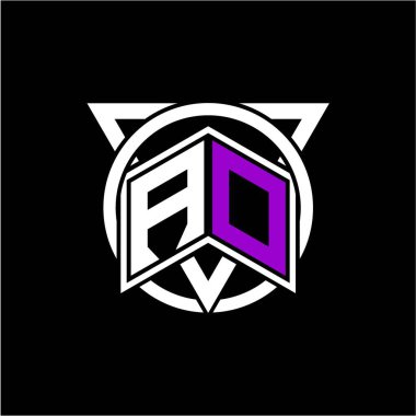 Daire ve üçgen dekorasyonlu monogram Diamond harfi oyunun baş harfleri, tebrik kartları, logolar, posterler ve daha fazlası için mükemmeldir. Siyah arkaplanda izole