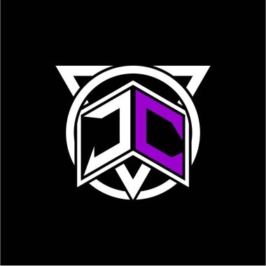 Daire ve üçgen dekorasyonlu monogram Diamond harfi oyunun baş harfleri, tebrik kartları, logolar, posterler ve daha fazlası için mükemmeldir. Siyah arkaplanda izole