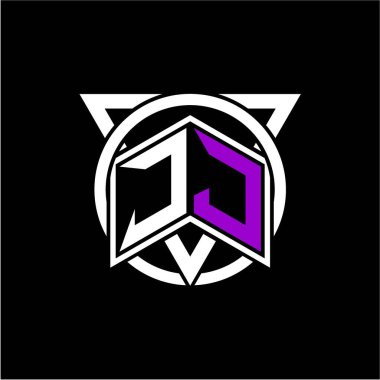 Daire ve üçgen dekorasyonlu monogram Diamond harfi oyunun baş harfleri, tebrik kartları, logolar, posterler ve daha fazlası için mükemmeldir. Siyah arkaplanda izole