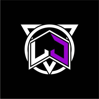 Daire ve üçgen dekorasyonlu monogram Diamond harfi oyunun baş harfleri, tebrik kartları, logolar, posterler ve daha fazlası için mükemmeldir. Siyah arkaplanda izole