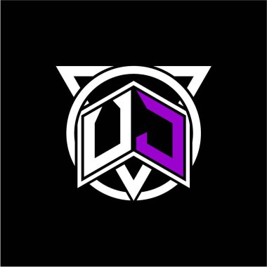 Daire ve üçgen dekorasyonlu monogram Diamond harfi oyunun baş harfleri, tebrik kartları, logolar, posterler ve daha fazlası için mükemmeldir. Siyah arkaplanda izole