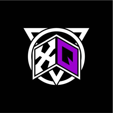 Daire ve üçgen dekorasyonlu monogram Diamond harfi oyunun baş harfleri, tebrik kartları, logolar, posterler ve daha fazlası için mükemmeldir. Siyah arkaplanda izole