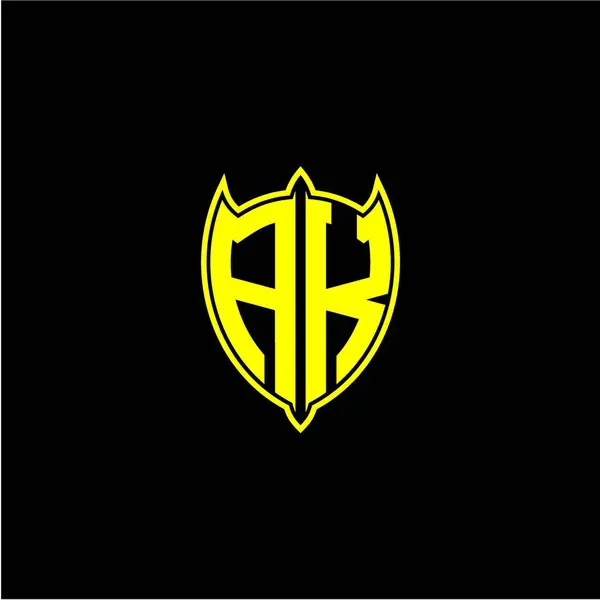 Schild Logo Anfangsbuchstabe Gelb Isoliert Auf Schwarzem Hintergrund — Stockvektor