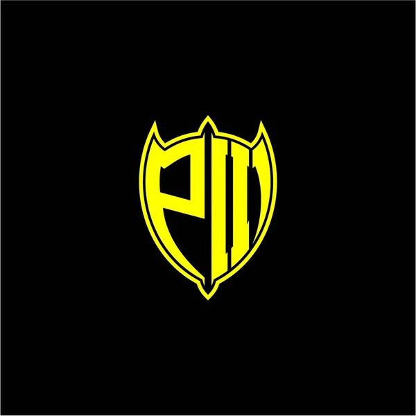 Schild Logo Anfangsbuchstabe Gelb Isoliert Auf Schwarzem Hintergrund — Stockvektor