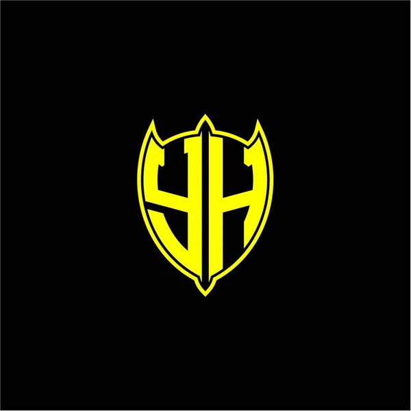 Логотип Щита Начальная Буква Желтом Изолированы Черном Фоне — стоковый вектор