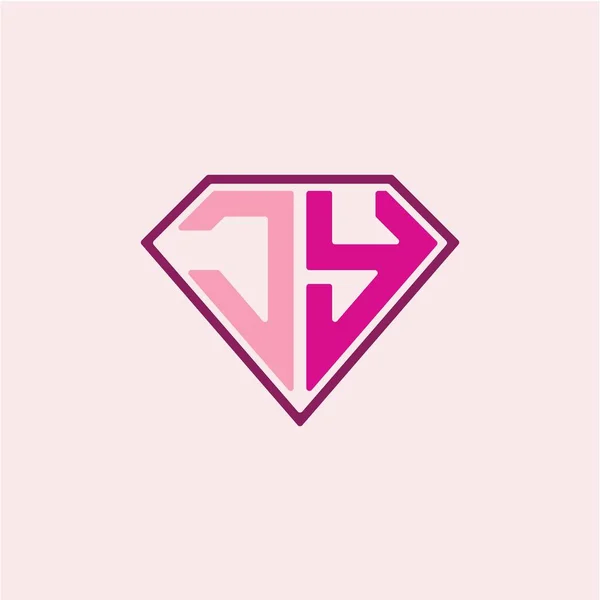 Initial Letter Logo Diamond Shaped Modern Minimalist Design Isolated Pink — Stock Vector