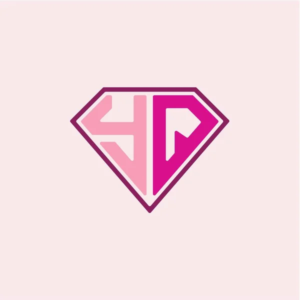 Initial Letter Logo Diamond Shaped Modern Minimalist Design Isolated Pink — Stock Vector