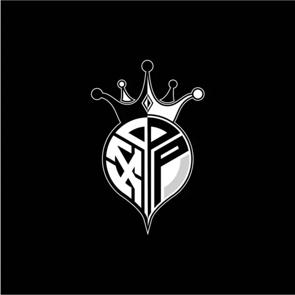 Monogram Circle Logo Emblem Style Clown Crown Shape Vector Decoration — Stock Vector
