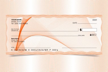 Boş Banka çek tasarımı, Guilloche tasarımı, vektör ile Guilloche deseni