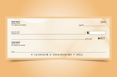 Mavi Guilloche ve Temiz Düzen ile Banka Çek Vektörü