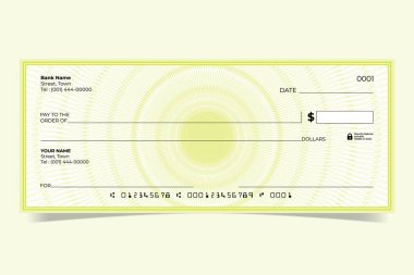 Mavi Guilloche Desenli Düzenlenebilir Banka Çek Şablonu