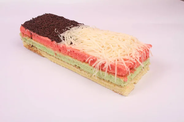 Cake Van Regenboog Witte Achtergrond — Stockfoto
