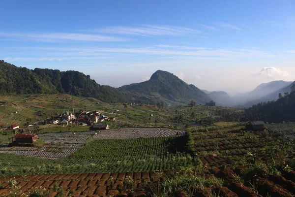 the rice terraces of the mountains. the village in the mountains of the village.