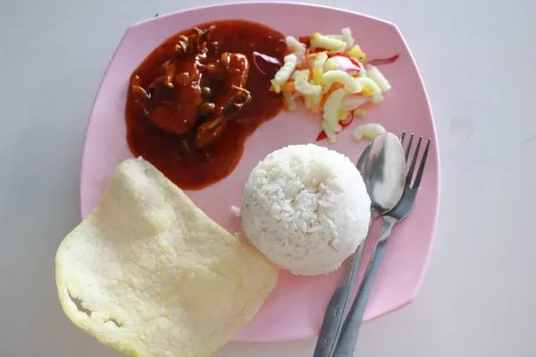 Nasi Goreng Dengan Daging Babi Masakan Thailand — Stok Foto