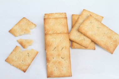 Bisküvi kraker izole beyaz arka plan üzerinde