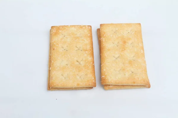 Sušenky Krekry Izolovaných Bílém Pozadí — Stock fotografie