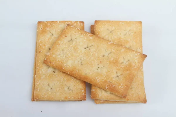 Печенье Крекеры Изолированы Белом Фоне — стоковое фото