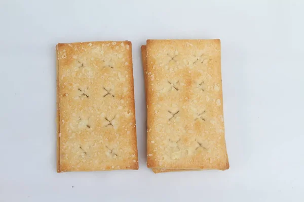 Печенье Крекеры Изолированы Белом Фоне — стоковое фото