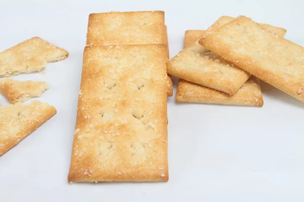 Крекери Печива Ізольовані Білому Тлі — стокове фото