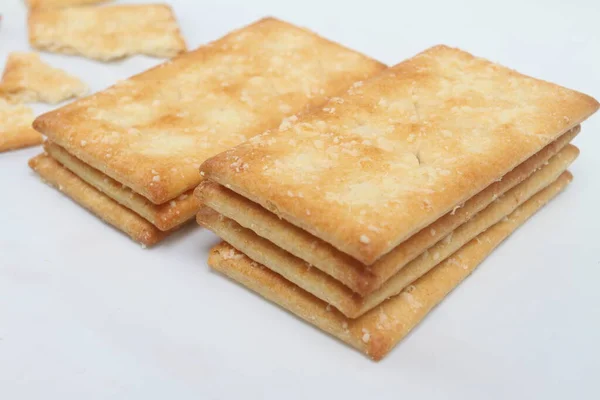 Kekse Cracker Isoliert Auf Weißem Hintergrund — Stockfoto