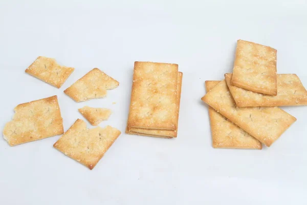 Крекери Печива Ізольовані Білому Тлі — стокове фото