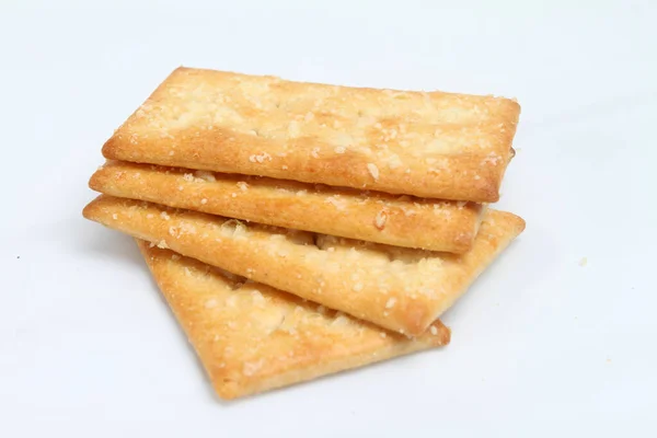 Crackers Biscuits Isolated White Background — Stockfoto