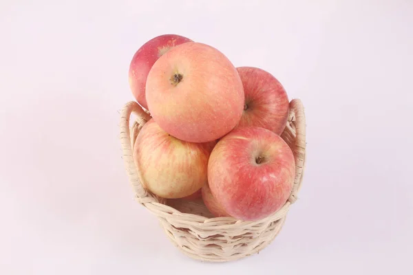 Basket Apples Isolated White — Stock Photo, Image