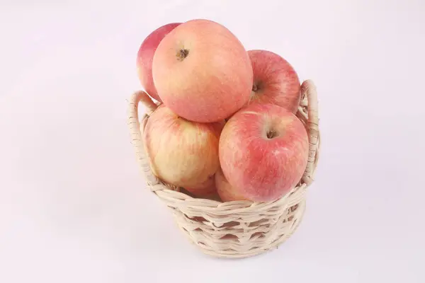 Basket Apples White Background — Stock Photo, Image