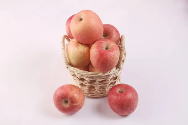 Basket Apples White Background — Stock Photo, Image