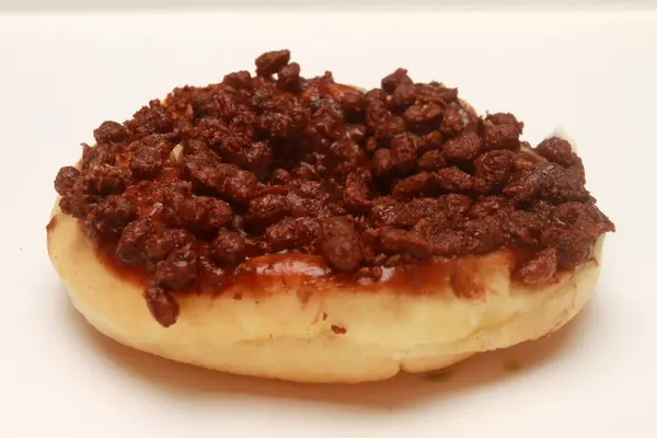 Сладкие Пончики Тарелке Изолированные Белом Фоне — стоковое фото