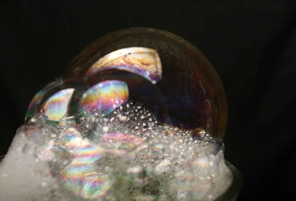 Мыльные Пузыри Черном Фоне — стоковое фото