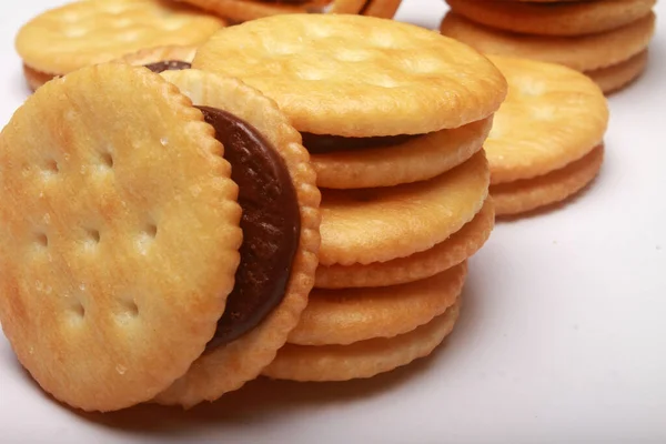 Biscuits Chocolat Sur Plaque Blanche — Photo