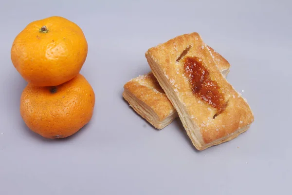 Печенье Мандаринами Столе — стоковое фото