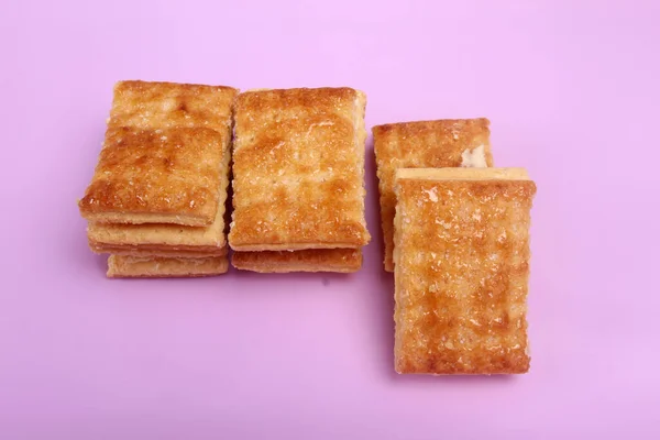 Хлібний Тост Хліб Рожевому Фоні — стокове фото