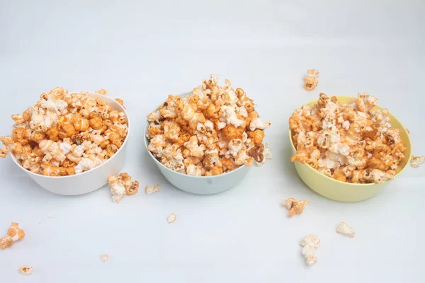 Popcorn Weißer Schüssel — Stockfoto