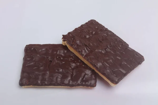 Choklad Och Kex Isolerad Ljus Bakgrund — Stockfoto