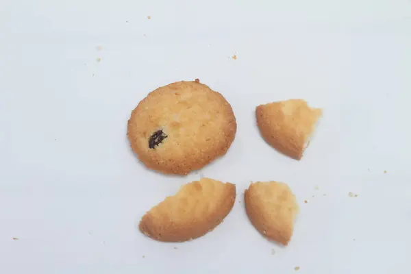 Biscoitos Biscoitos Isolados Sobre Fundo Branco — Fotografia de Stock