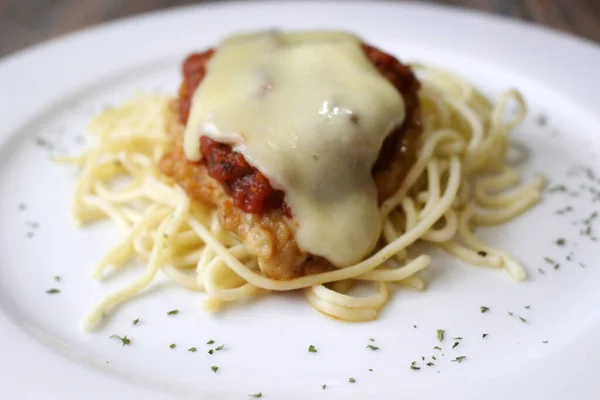 Spaghetti Cheese Plate — Stock Photo, Image