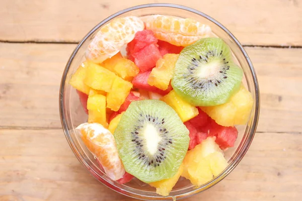 Fresh Fruit Salad Strawberry Orange Kiwi Pineapple Orange — Stock Photo, Image