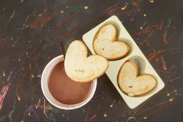 heart and cup with coffee