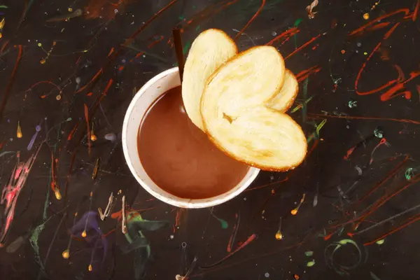 Горячий Шоколад Чашке Столе — стоковое фото