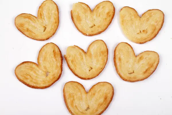 Biscuits Forme Coeur Isolés Sur Fond Blanc — Photo
